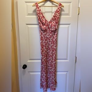 Free People red and cream/beige low back maxi dress
